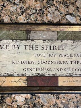 Beautiful Bronze Frame/Textured Canvas “Live by the Spirit” Galatians 5:22-23